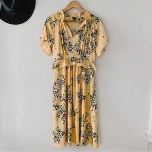 ANN TAYLOR | Yellow Floral Flowy Midi Dress Sz Sm
